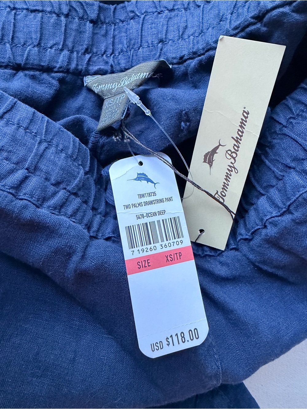 Tommy Bahama Two Palms Drawstring Pants in Ocean Deep XS/TP